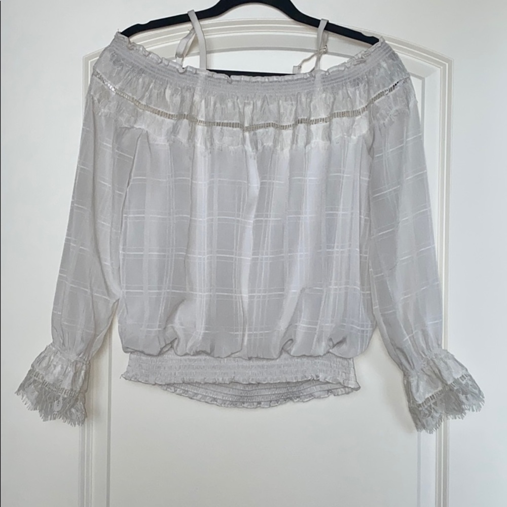 White lace off the shoulder blouse